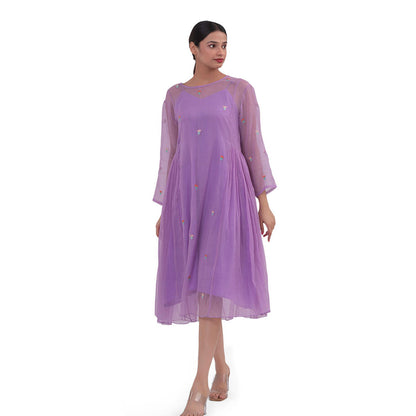 Journal By Pranay Purple Side Gathered Wings Dress