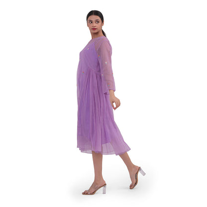 Journal By Pranay Purple Side Gathered Wings Dress