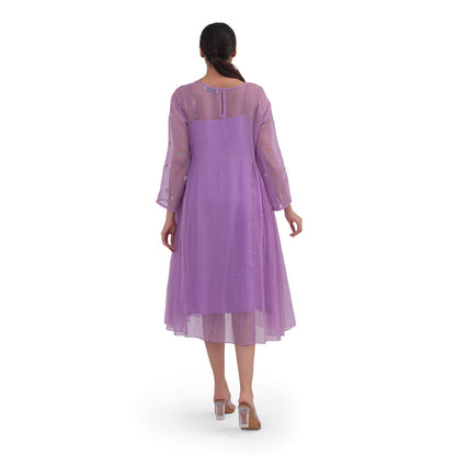 Journal By Pranay Purple Side Gathered Wings Dress