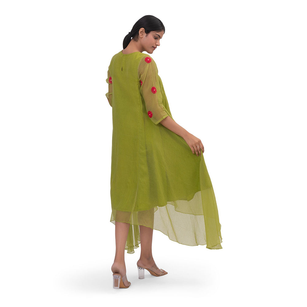 Journal By Pranay Green Side Gathered Wings Midi Dress