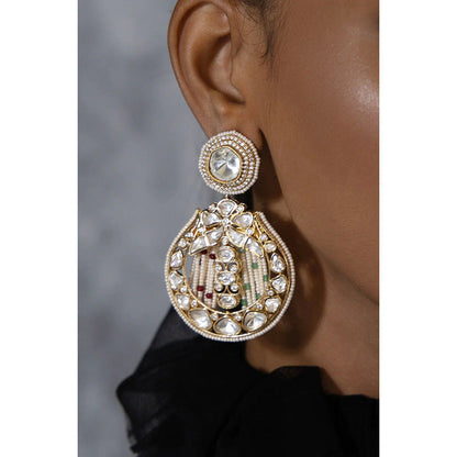 Joules By Radhika Polka and Pearl Drop Earrings