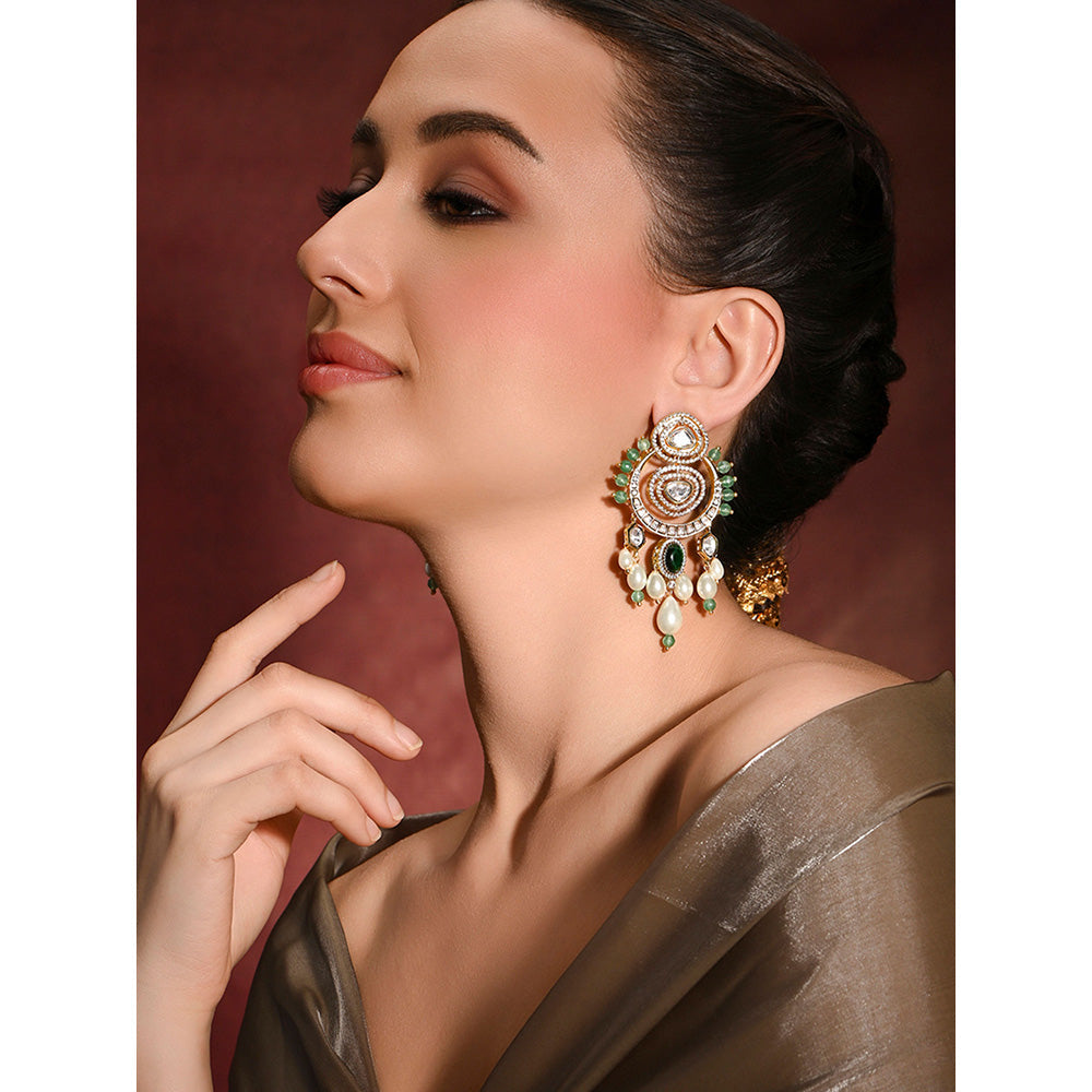 Joules By Radhika Enlivened Green Dangler Earrings