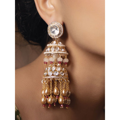 Joules By Radhika White Polki-Pearl Timeless Earrings