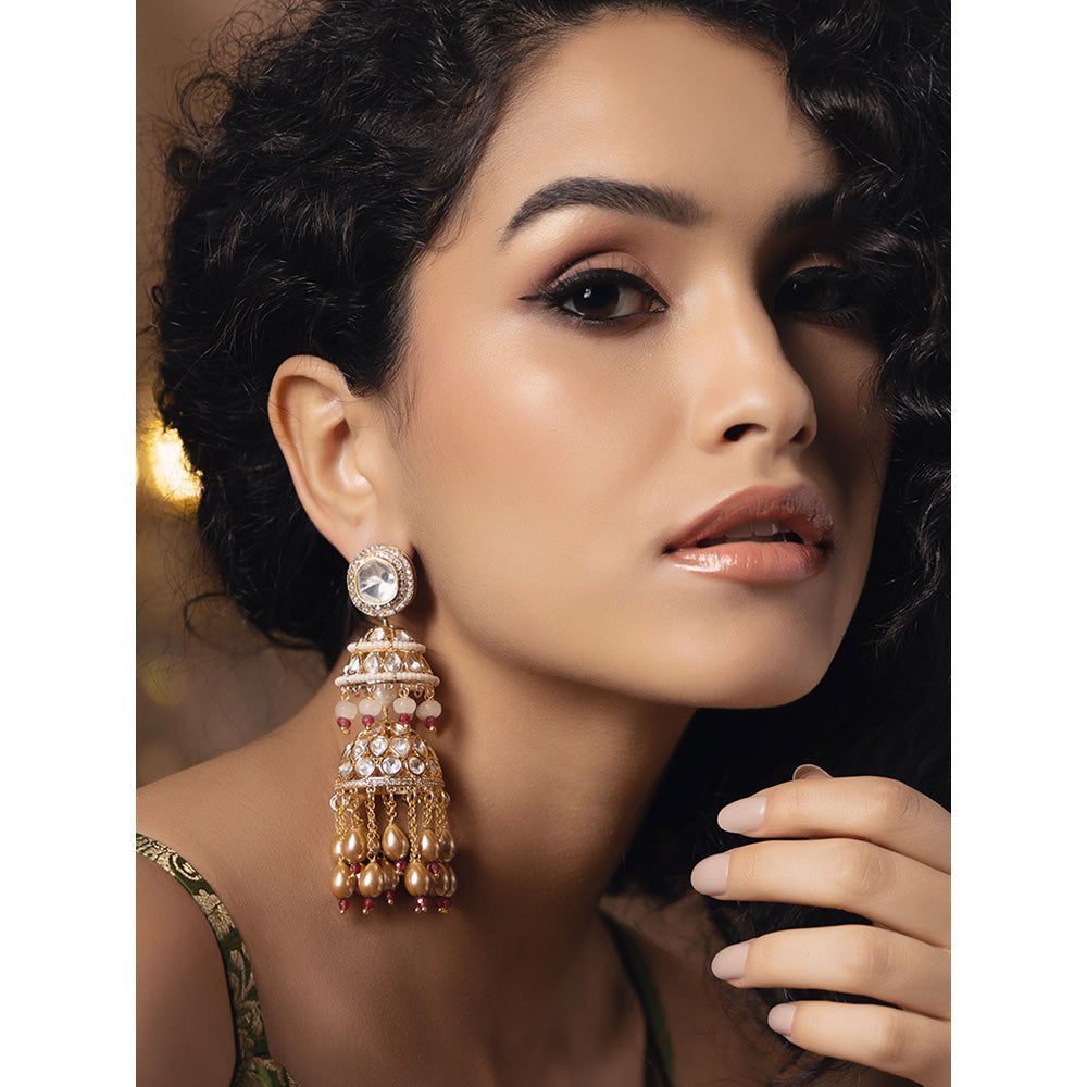 Joules By Radhika White Polki-Pearl Timeless Earrings