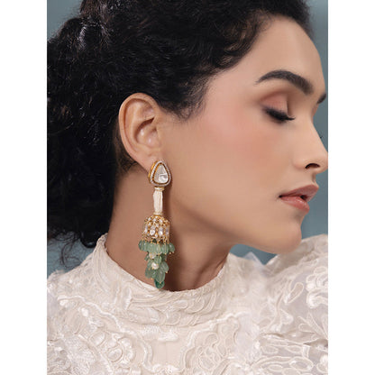 Joules By Radhika Polki-Pearl Dazzling Green Earrings