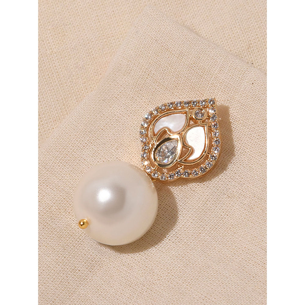 Joules By Radhika Opulent White Pearl Drop Earrings