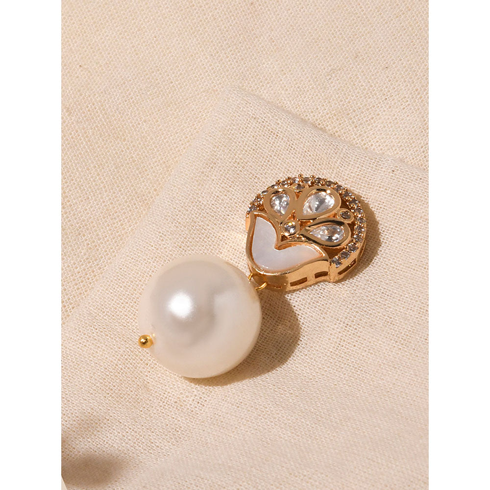 Joules By Radhika Ethereal White Pearl Drop Earrings