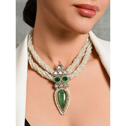 Joules By Radhika Green Grandeur Beaded Necklace