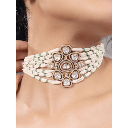 Joules By Radhika Polki-Pearl Glamorous Choker Necklace