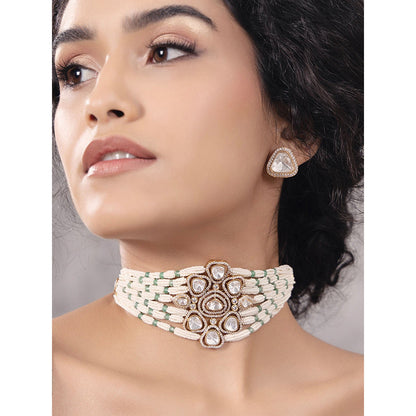 Joules By Radhika Polki-Pearl Glamorous Choker Necklace