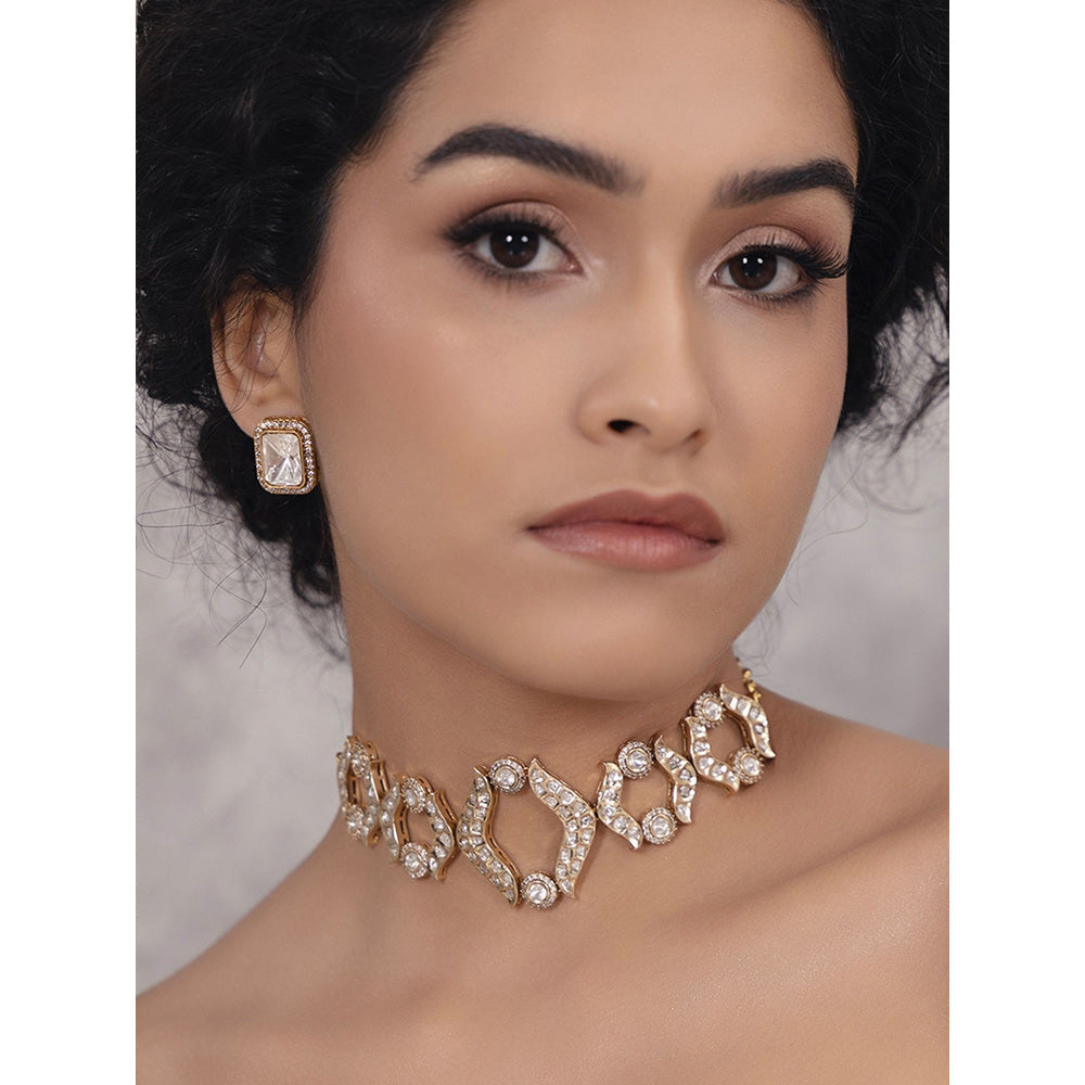 Joules By Radhika White Polki Classic Choker Necklace