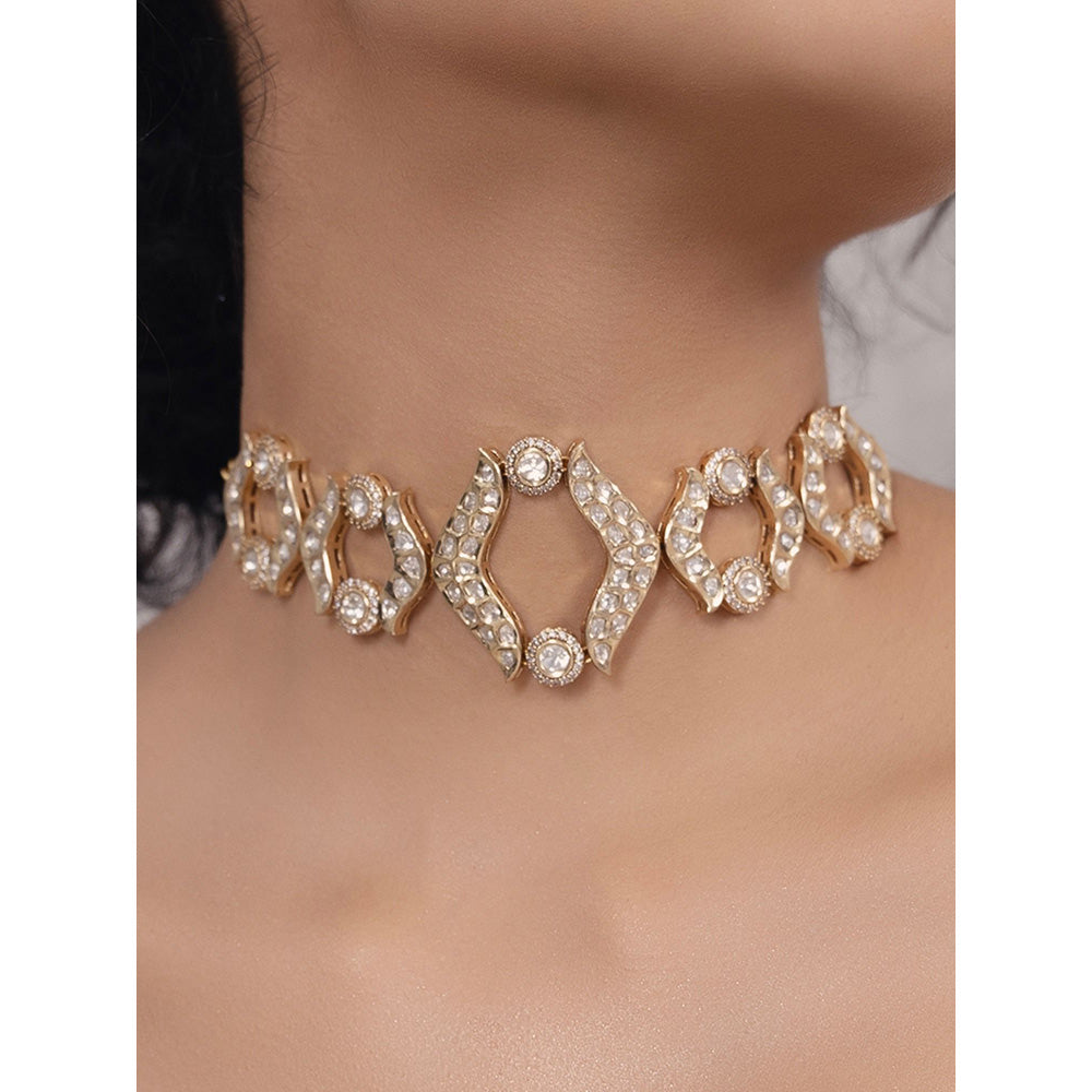 Joules By Radhika White Polki Classic Choker Necklace