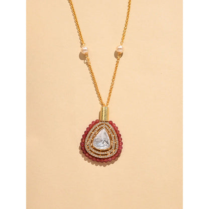 Joules By Radhika Grand Red and White Stone Necklace