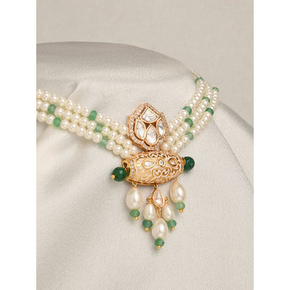 Joules By Radhika Pristine White and Green Necklace