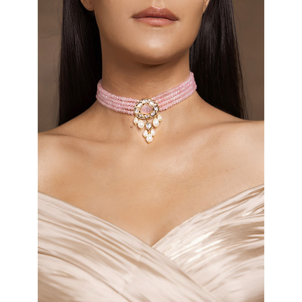 Joules By Radhika Charming Pink Choker Necklace