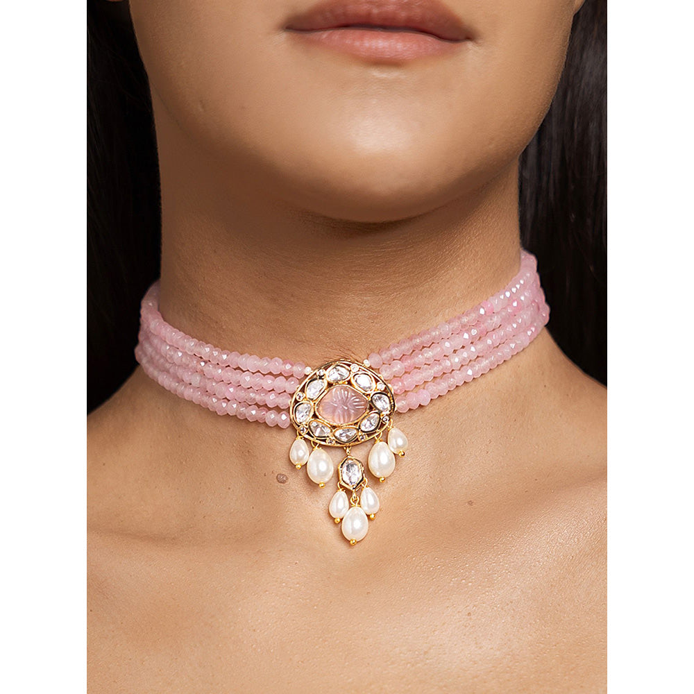 Joules By Radhika Charming Pink Choker Necklace