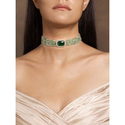 Joules By Radhika Elegant Green Choker Necklace