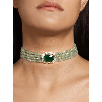 Joules By Radhika Elegant Green Choker Necklace