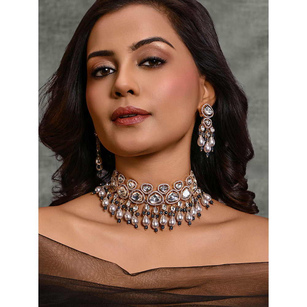 Joules By Radhika Multi-Color Alluring Choker with Earrings
