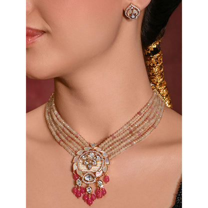 Joules By Radhika Multi-Color Dazzling Necklace with Earrings