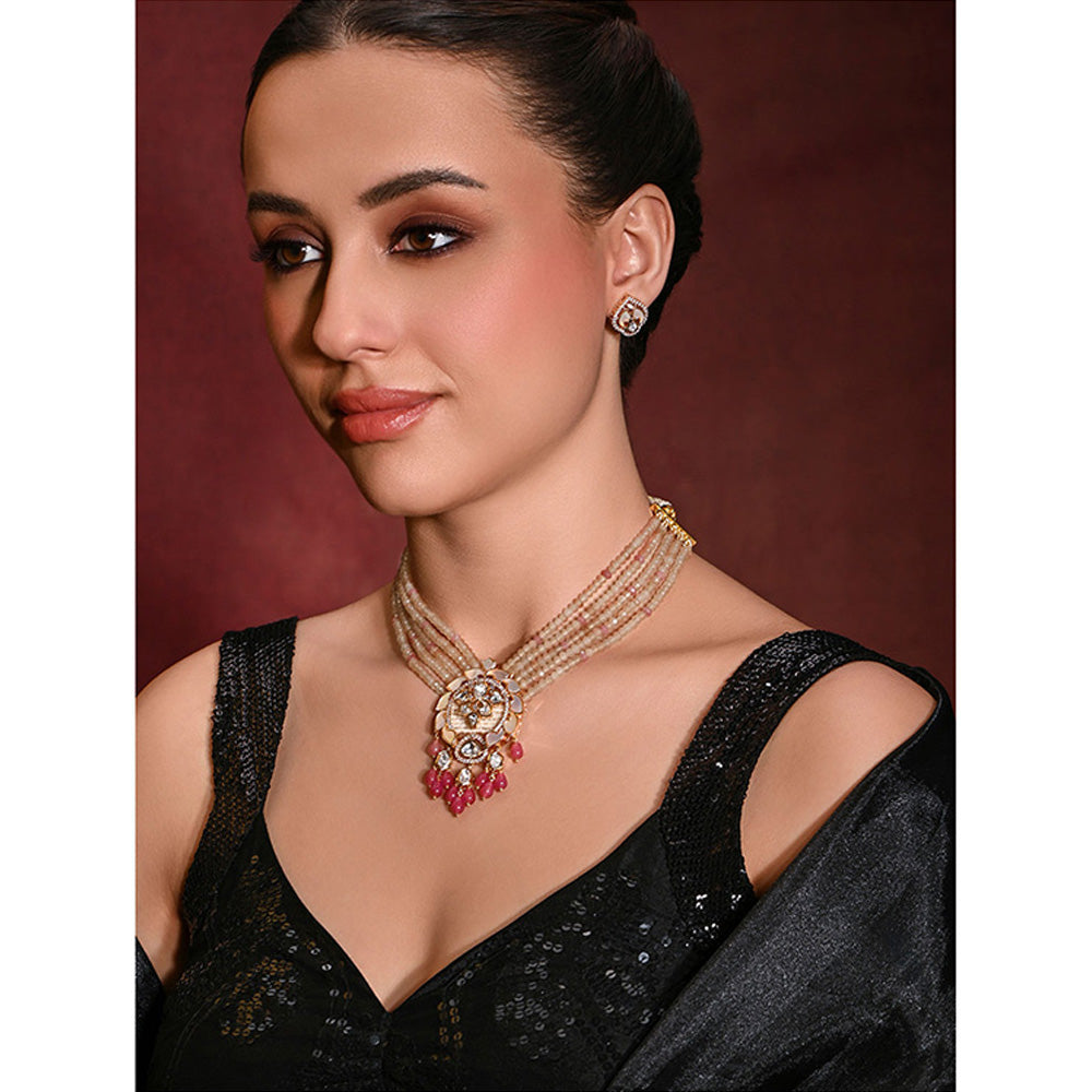 Joules By Radhika Multi-Color Dazzling Necklace with Earrings