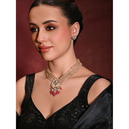 Joules By Radhika Multi-Color Dazzling Necklace with Earrings