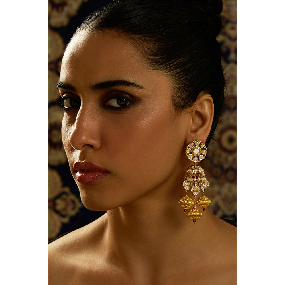 Joules By Radhika Heritage Fusion Kundan Jhumka Earrings