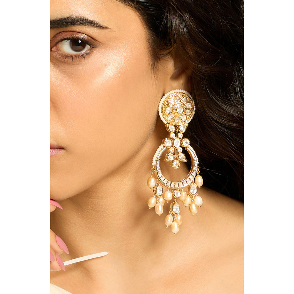 Joules By Radhika Elegant Polki Pear Kundan Drop Earrings
