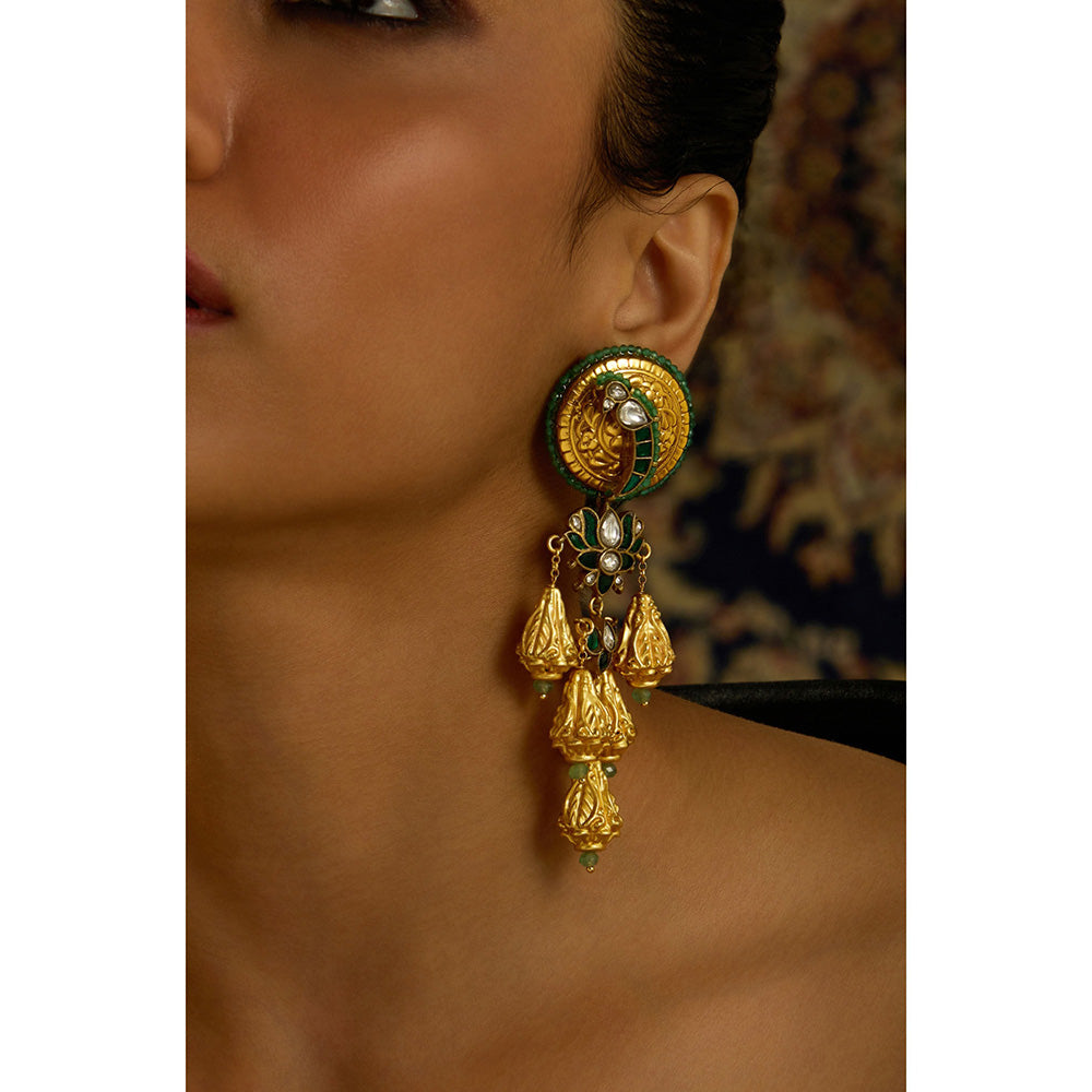 Joules By Radhika Parrot Green Whimsy Dangler Earrings