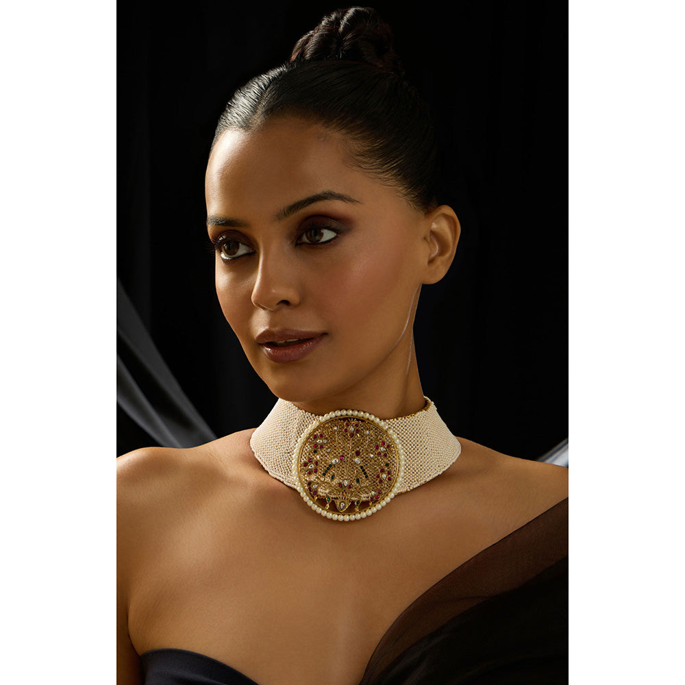 Joules By Radhika Multi Stone and Pearl Collar Choker Necklace