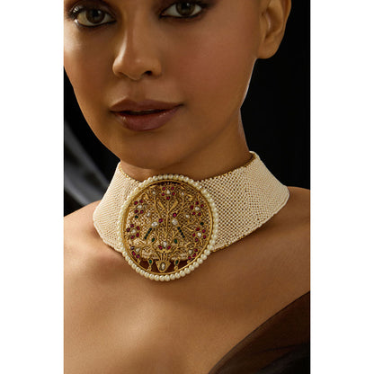 Joules By Radhika Multi Stone and Pearl Collar Choker Necklace