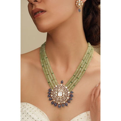 Joules By Radhika Multi-Color Essence Polki Stone Necklace Set