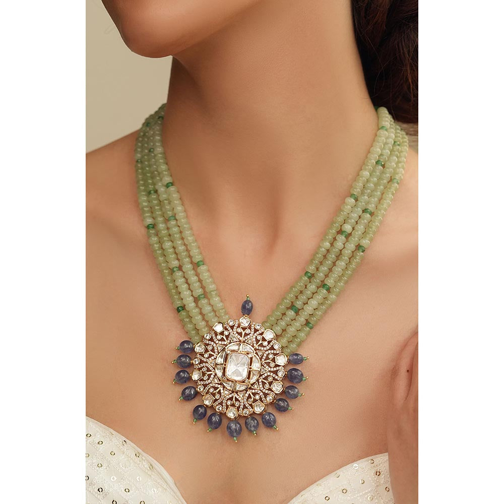 Joules By Radhika Multi-Color Essence Polki Stone Necklace Set