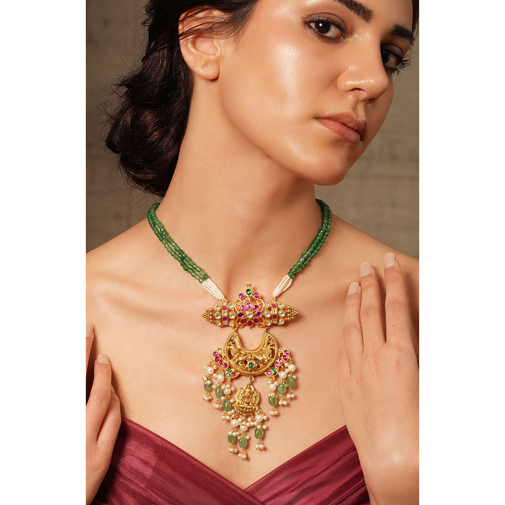 Joules By Radhika Vasant Charm Multi-Color Temple Necklace