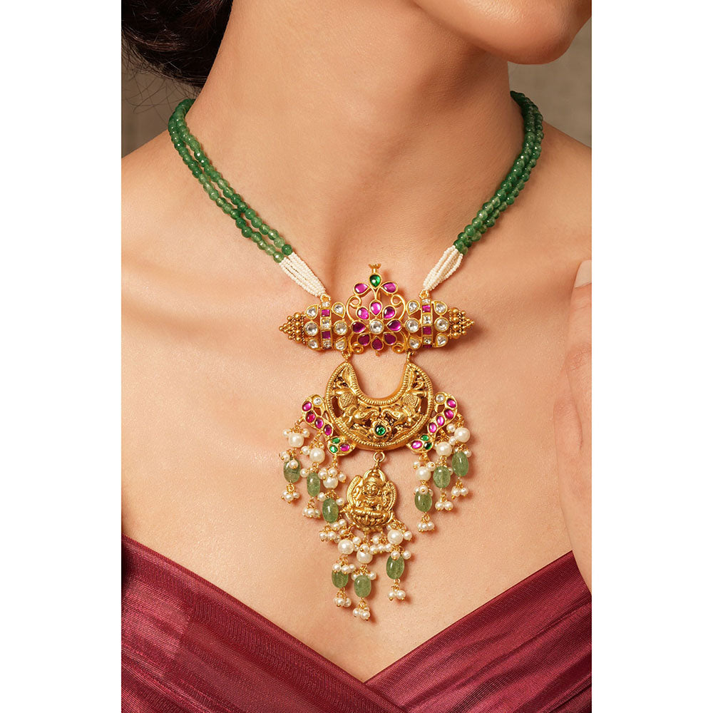 Joules By Radhika Vasant Charm Multi-Color Temple Necklace