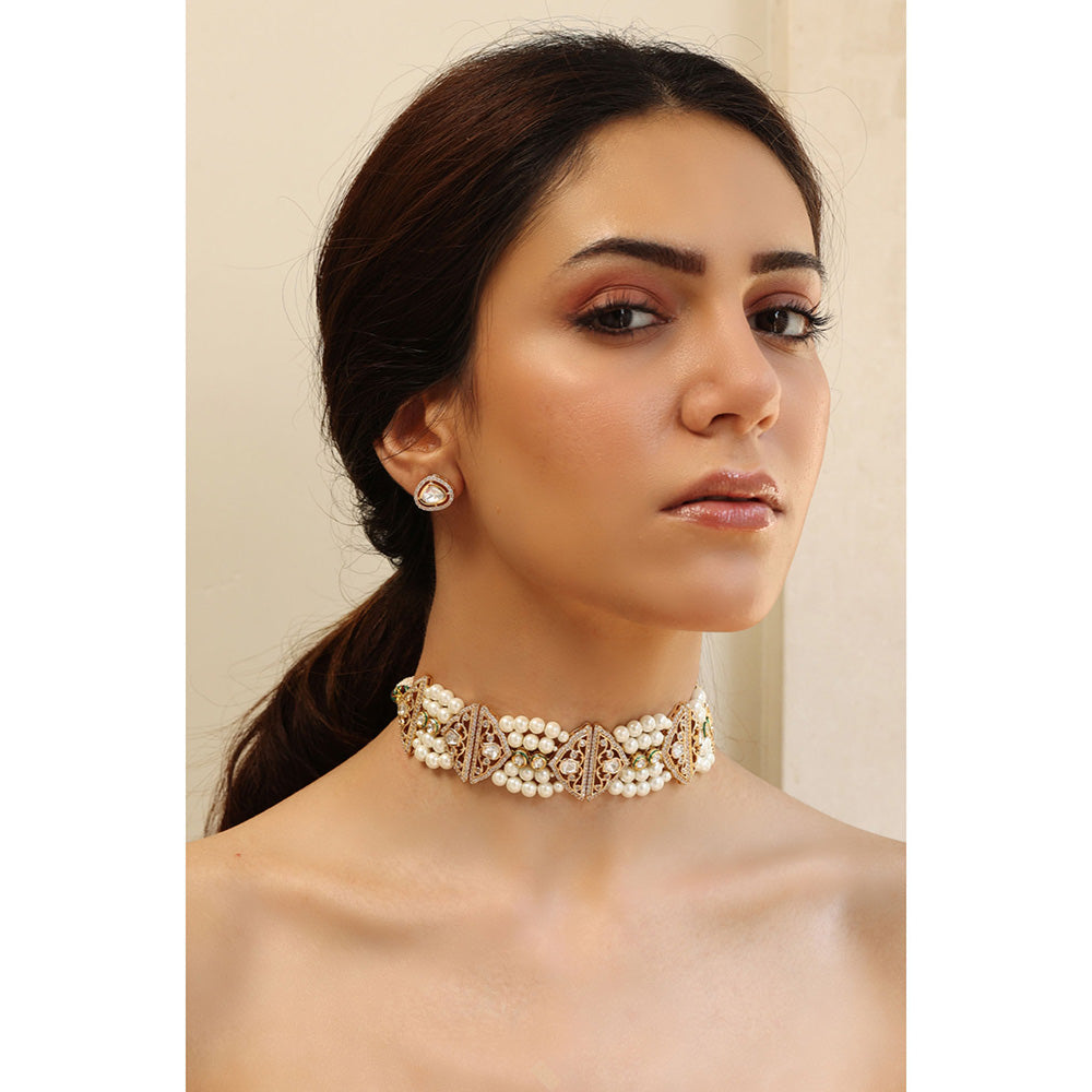 Joules By Radhika White Pearl Sunlit Strand Choker Necklace Set