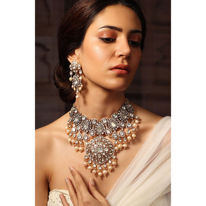 Joules By Radhika Glacial Gleam Kundan Stone Necklace Set