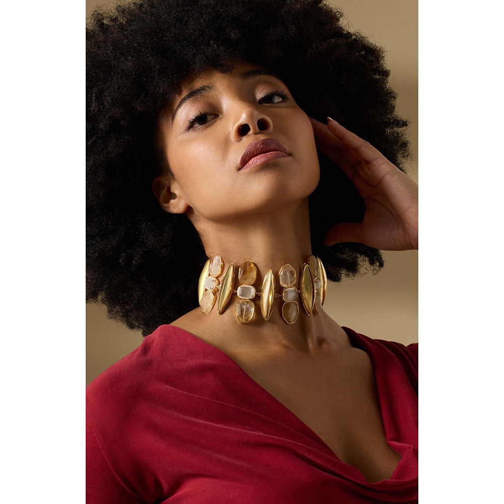 Joules By Radhika Elira Gold Plated Stone Studded Choker Necklace