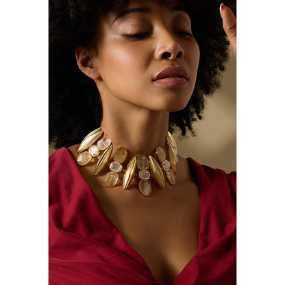 Joules By Radhika Elira Gold Plated Stone Studded Choker Necklace