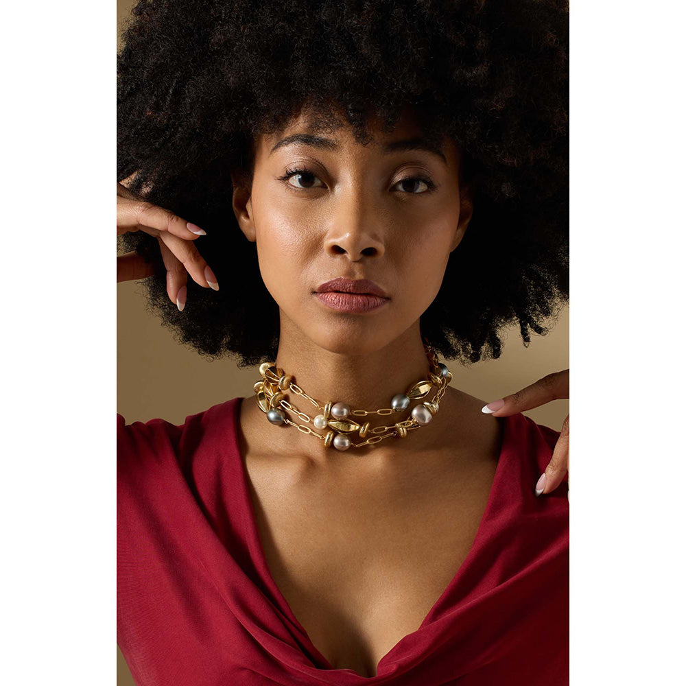 Joules By Radhika Mireya Gold Plated Multi-Color Choker Necklace