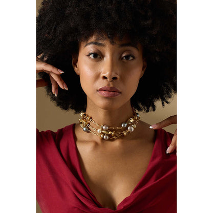 Joules By Radhika Mireya Gold Plated Multi-Color Choker Necklace