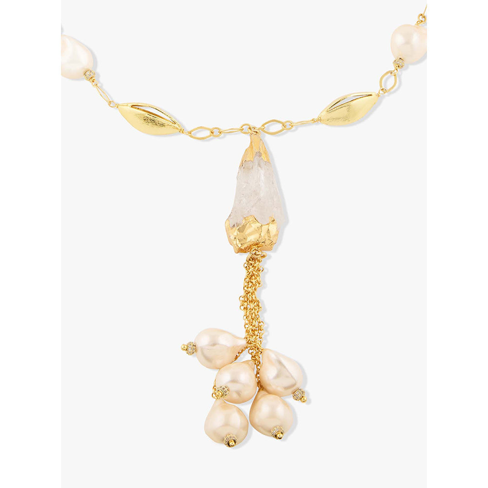 Joules By Radhika Sirena Gold Plated White Pearl Necklace