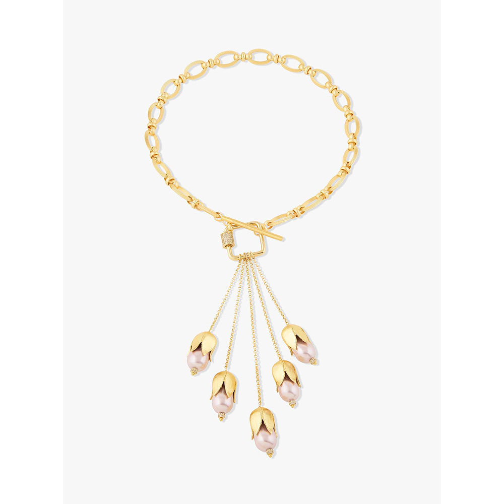 Joules By Radhika Ondine Gold Plated Pink Pearl Necklace