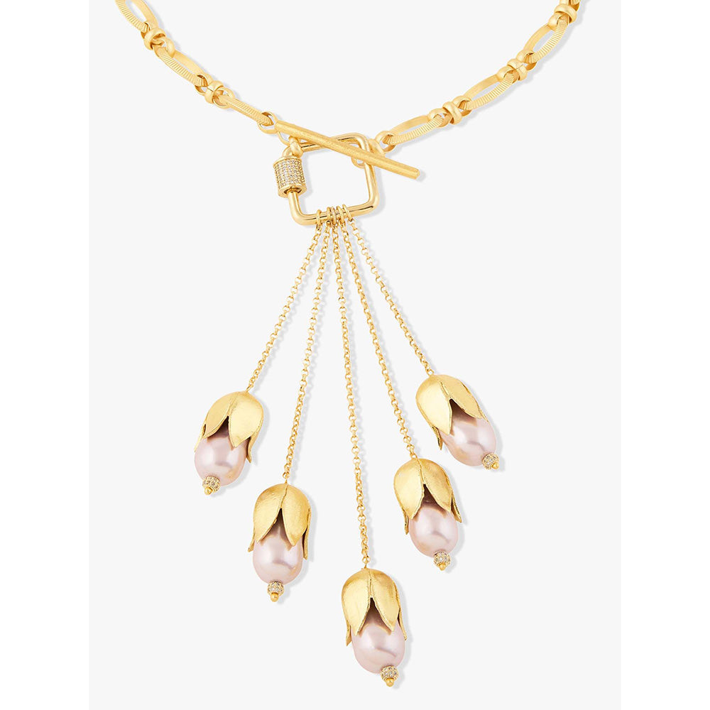 Joules By Radhika Ondine Gold Plated Pink Pearl Necklace