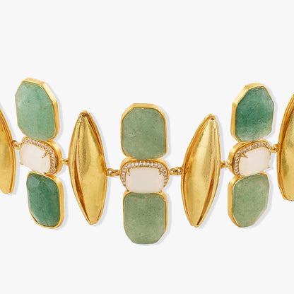 Joules By Radhika Virenys Gold Plated Green Stone Necklace