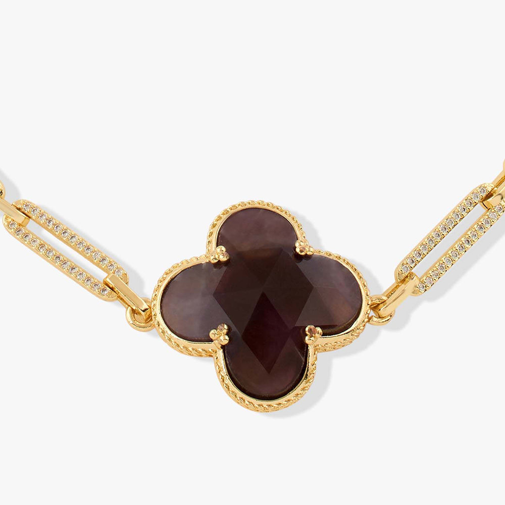 Joules By Radhika Lysari Gold Plated Brown Stone Necklace