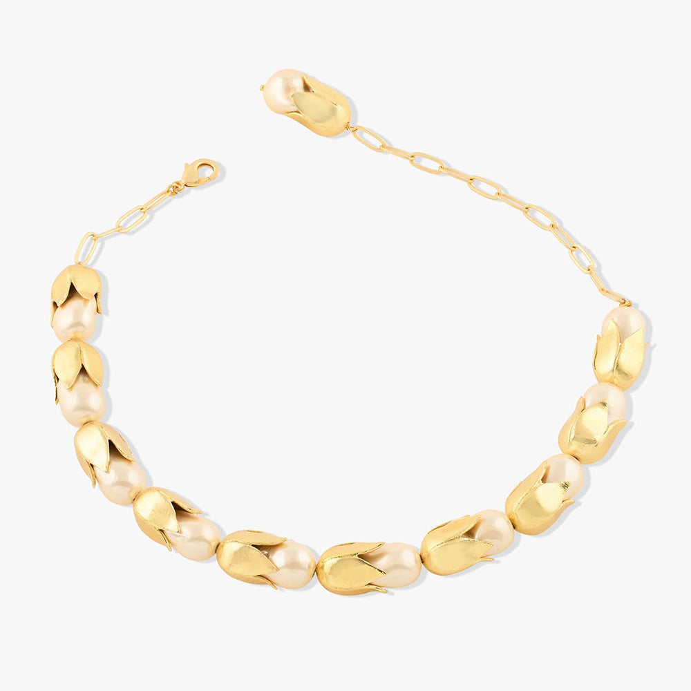 Joules By Radhika Ysolde Gold Plated Off White Pearl Necklace