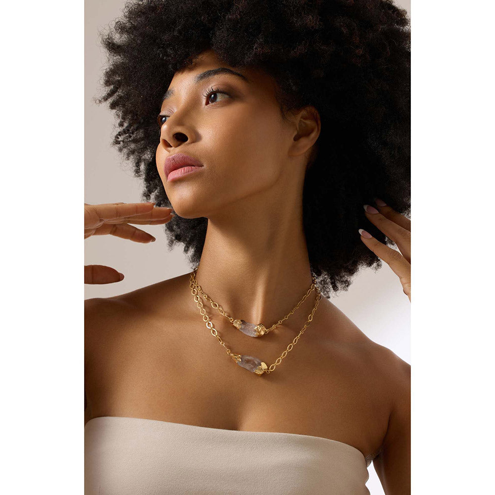 Joules By Radhika Avenza Gold Plated White Stone Necklace