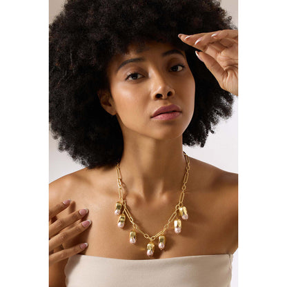 Joules By Radhika Joraelle Gold Plated Pink Pearl Necklace