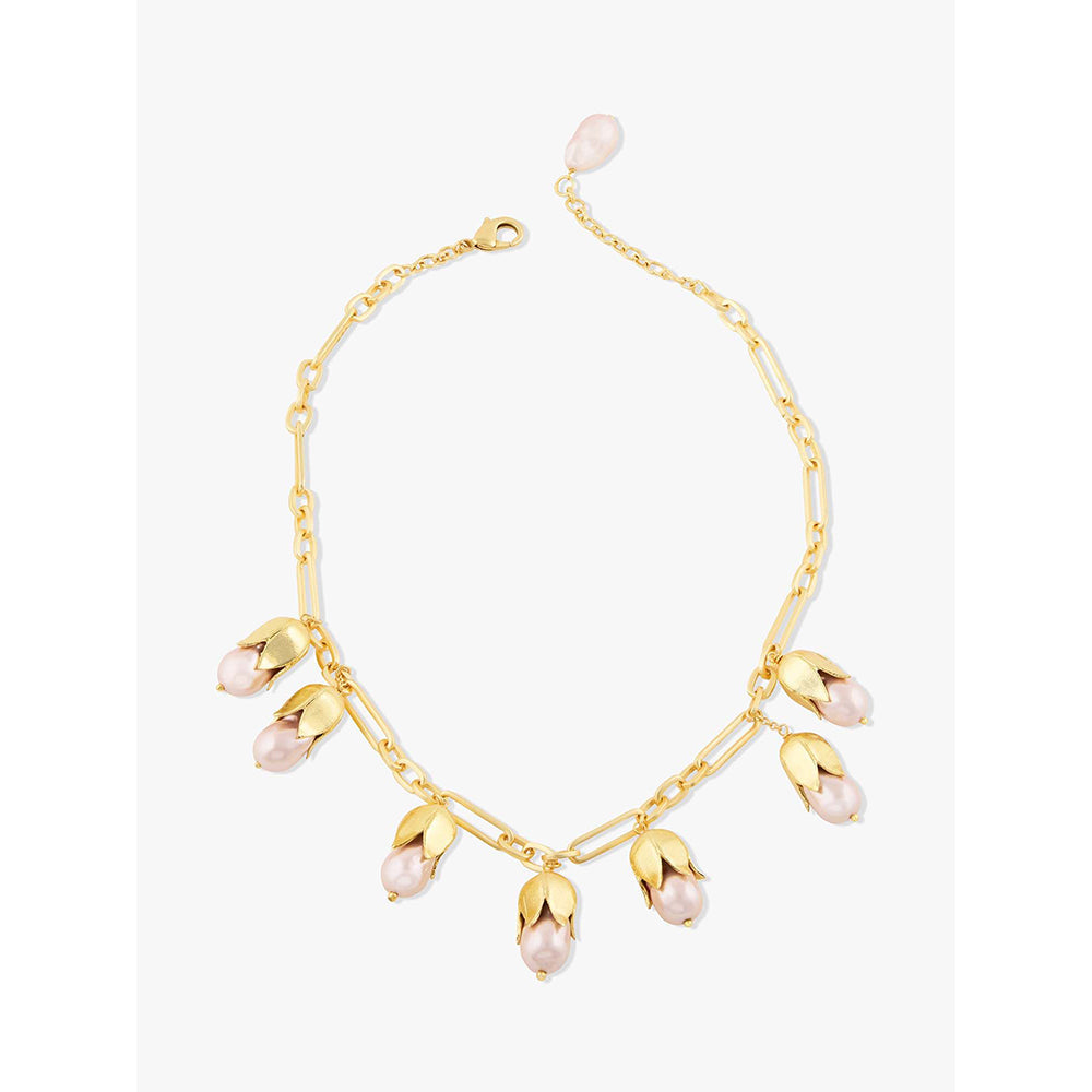 Joules By Radhika Joraelle Gold Plated Pink Pearl Necklace